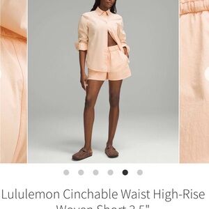 Lululemon Cinchable Waist High-Rise Woven Short 3.5”/Peach Bellini/Small